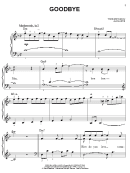 page one of Goodbye (Easy Piano)