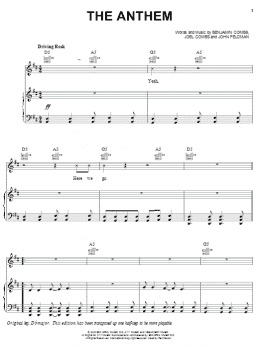 page one of The Anthem (Piano, Vocal & Guitar Chords (Right-Hand Melody))