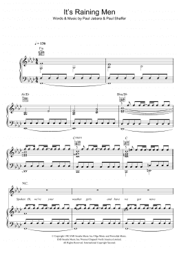 page one of It's Raining Men (Piano, Vocal & Guitar Chords)