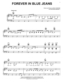page one of Forever In Blue Jeans (Piano, Vocal & Guitar Chords (Right-Hand Melody))