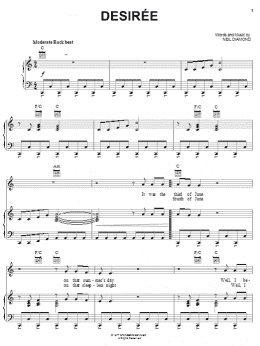 page one of Desiree (Piano, Vocal & Guitar Chords (Right-Hand Melody))