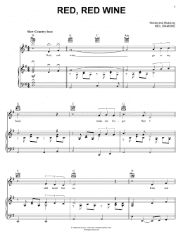 page one of Red, Red Wine (Piano, Vocal & Guitar Chords (Right-Hand Melody))