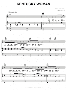 page one of Kentucky Woman (Piano, Vocal & Guitar Chords (Right-Hand Melody))