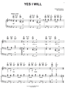 page one of Yes I Will (Piano, Vocal & Guitar Chords (Right-Hand Melody))