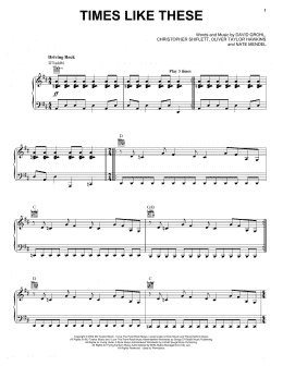 page one of Times Like These (Piano, Vocal & Guitar Chords (Right-Hand Melody))