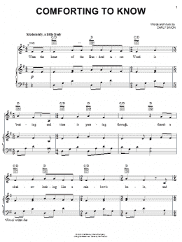 page one of Comforting To Know (Piano, Vocal & Guitar Chords (Right-Hand Melody))