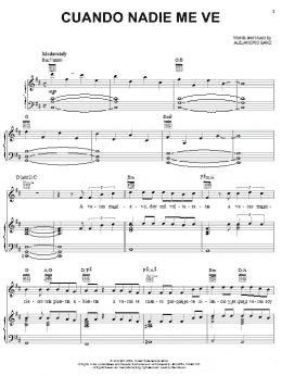page one of Cuando Nadie Me Ve (Piano, Vocal & Guitar Chords (Right-Hand Melody))