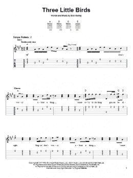 page one of Three Little Birds (Easy Guitar Tab)