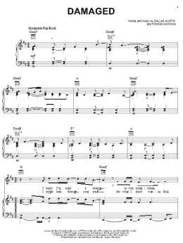 page one of Damaged (Piano, Vocal & Guitar Chords (Right-Hand Melody))