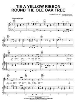 page one of Tie A Yellow Ribbon Round The Ole Oak Tree (Piano, Vocal & Guitar Chords (Right-Hand Melody))