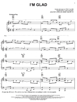 page one of I'm Glad (Piano, Vocal & Guitar Chords (Right-Hand Melody))