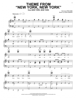 page one of Theme From "New York, New York" (Piano, Vocal & Guitar Chords (Right-Hand Melody))