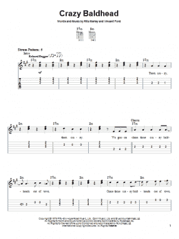 page one of Crazy Baldhead (Easy Guitar Tab)
