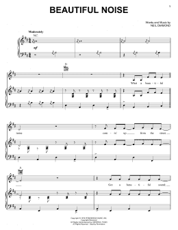 page one of Beautiful Noise (Piano, Vocal & Guitar Chords (Right-Hand Melody))