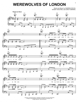 page one of Werewolves Of London (Piano, Vocal & Guitar Chords (Right-Hand Melody))