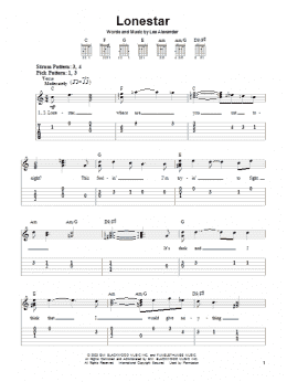 page one of Lonestar (Easy Guitar Tab)
