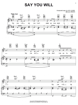 page one of Say You Will (Piano, Vocal & Guitar Chords (Right-Hand Melody))
