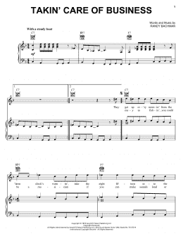 page one of Takin' Care Of Business (Piano, Vocal & Guitar Chords (Right-Hand Melody))