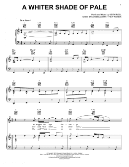 page one of A Whiter Shade Of Pale (Piano, Vocal & Guitar Chords (Right-Hand Melody))