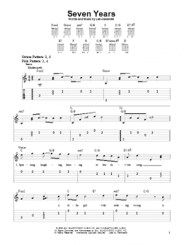 page one of Seven Years (Easy Guitar Tab)