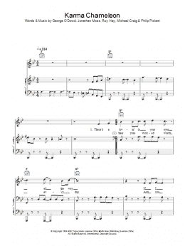 page one of Karma Chameleon (Piano, Vocal & Guitar Chords)