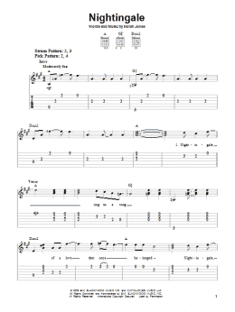 page one of Nightingale (Easy Guitar Tab)