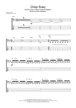 page one of Chop Suey! (Bass Guitar Tab)