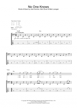 page one of No One Knows (Bass Guitar Tab)
