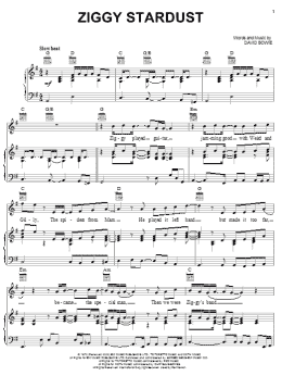 page one of Ziggy Stardust (Piano, Vocal & Guitar Chords (Right-Hand Melody))