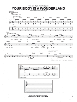 page one of Your Body Is A Wonderland (Guitar Tab)