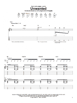 page one of Unwanted (Guitar Tab)