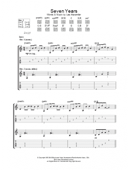 page one of Seven Years (Guitar Tab)