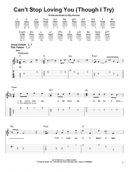 page one of Can't Stop Loving You (Though I Try) (Easy Guitar Tab)