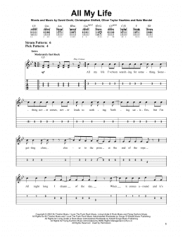 page one of All My Life (Easy Guitar Tab)