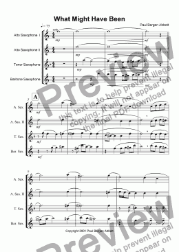 page one of What Might Have Been (saxophone quartet)