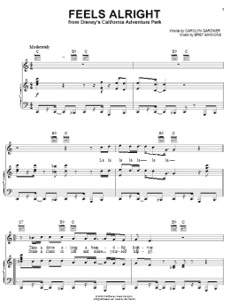 page one of Feels Alright (Piano, Vocal & Guitar Chords (Right-Hand Melody))