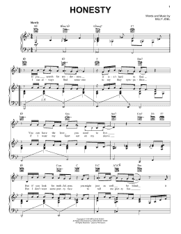 page one of Honesty (Piano, Vocal & Guitar Chords (Right-Hand Melody))