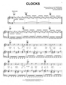 page one of Clocks (Piano, Vocal & Guitar Chords (Right-Hand Melody))