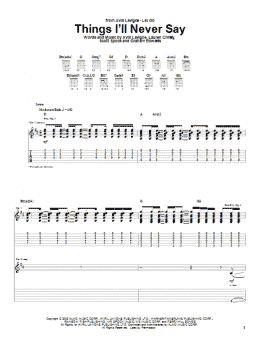 page one of Things I'll Never Say (Guitar Tab)