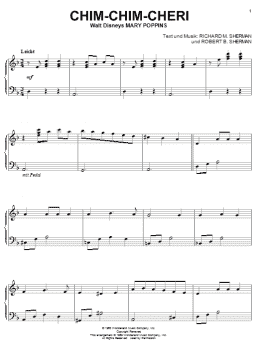 page one of Chim Chim Cheri (from Mary Poppins) [German version] (Piano Solo)