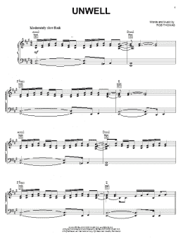 page one of Unwell (Piano, Vocal & Guitar Chords (Right-Hand Melody))