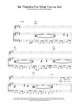 page one of Be Thankful For What You've Got (Piano, Vocal & Guitar Chords)