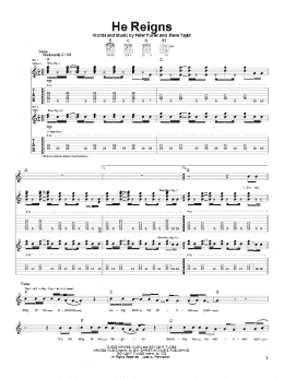 page one of He Reigns (Guitar Tab)