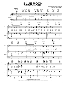 page one of Blue Moon (Piano, Vocal & Guitar Chords (Right-Hand Melody))
