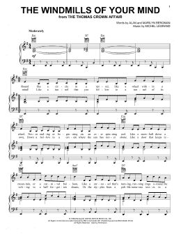 page one of The Windmills Of Your Mind (Piano, Vocal & Guitar Chords (Right-Hand Melody))