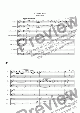 page one of Clair de Lune (for wind octet)