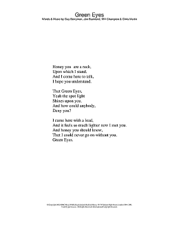 page one of Green Eyes (Lyrics Only)