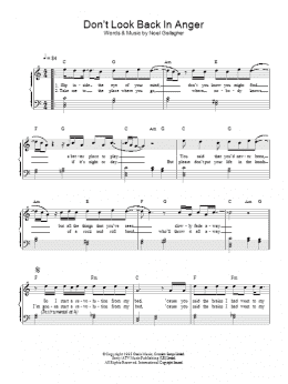 page one of Don't Look Back In Anger (Piano Solo)
