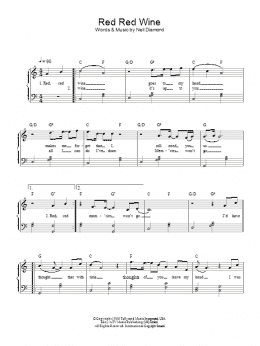 page one of Red Red Wine (Piano Solo)