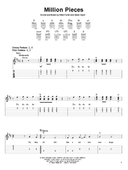 page one of Million Pieces (Easy Guitar Tab)